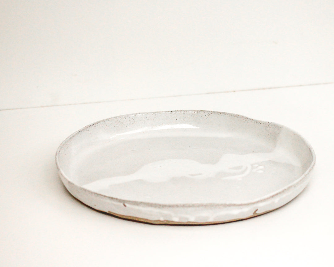 Large Everyday Handmade Stoneware Platter 32cm / Speckled Grey