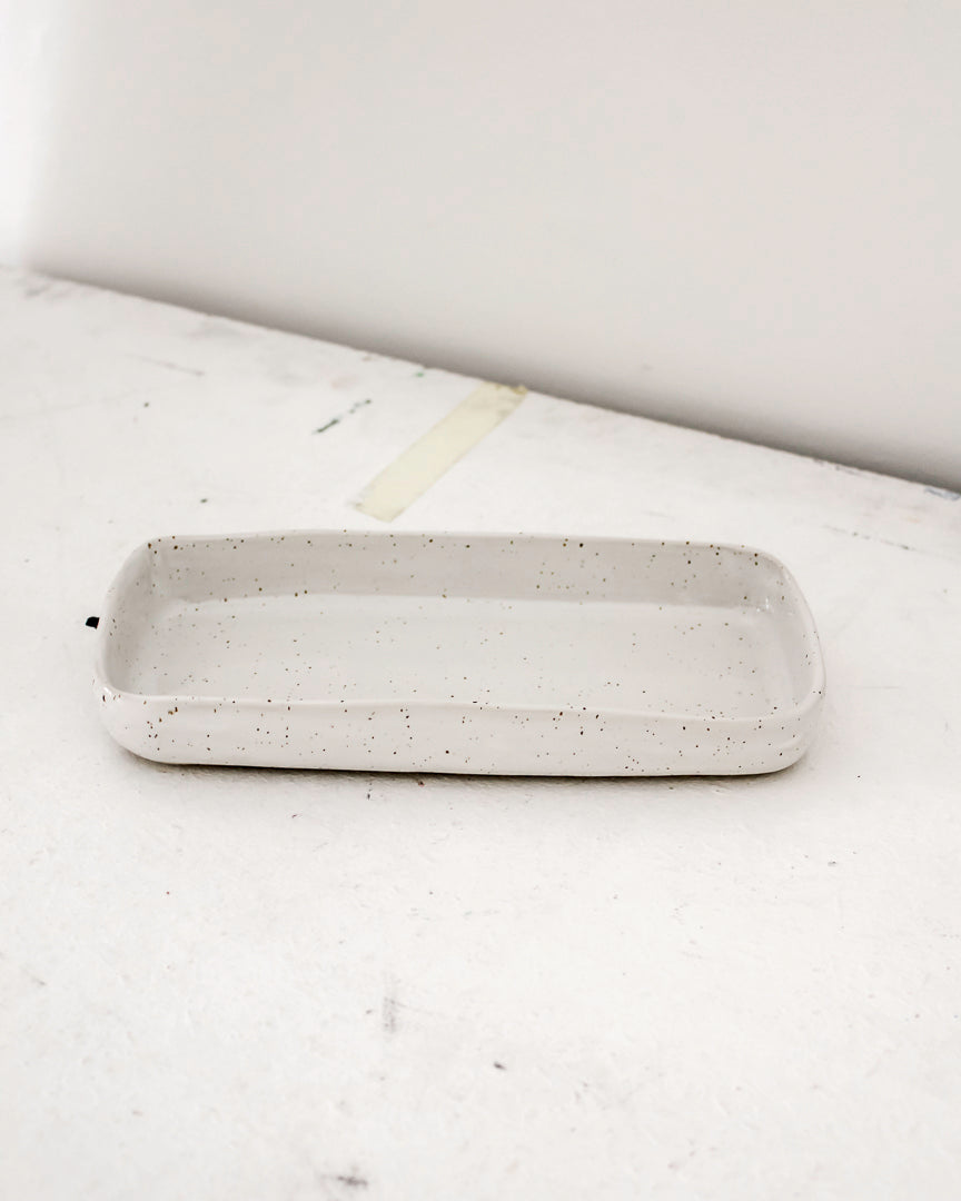 Rectangular Ceramic Server / Speckled White