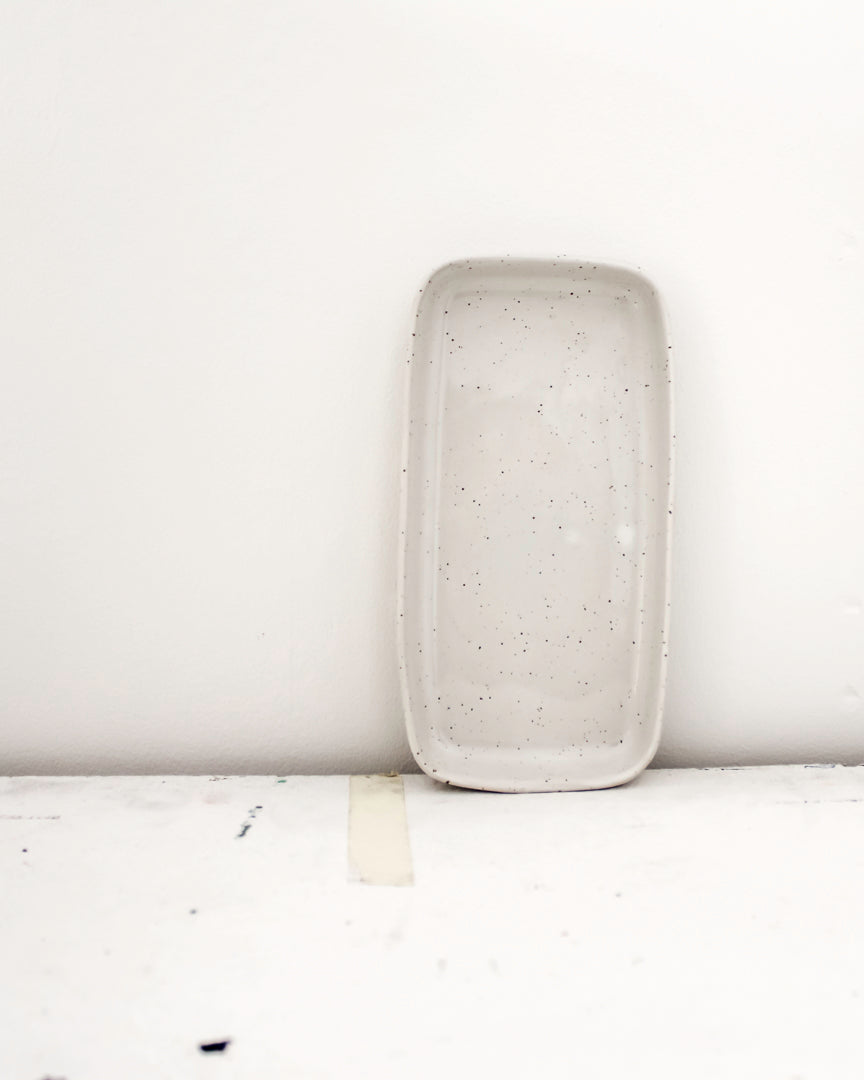 Rectangular Ceramic Server / Speckled White