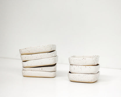 Square Dish / Speckled White