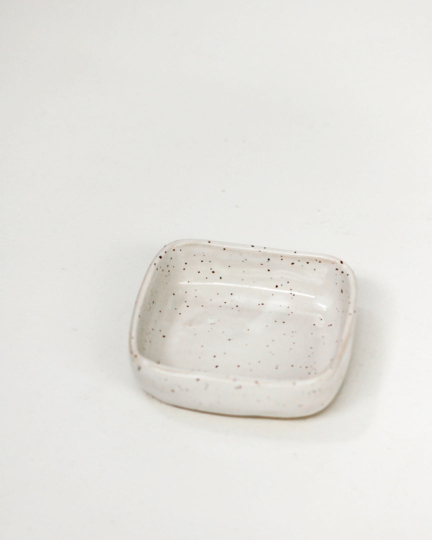 Square Dish / Speckled White