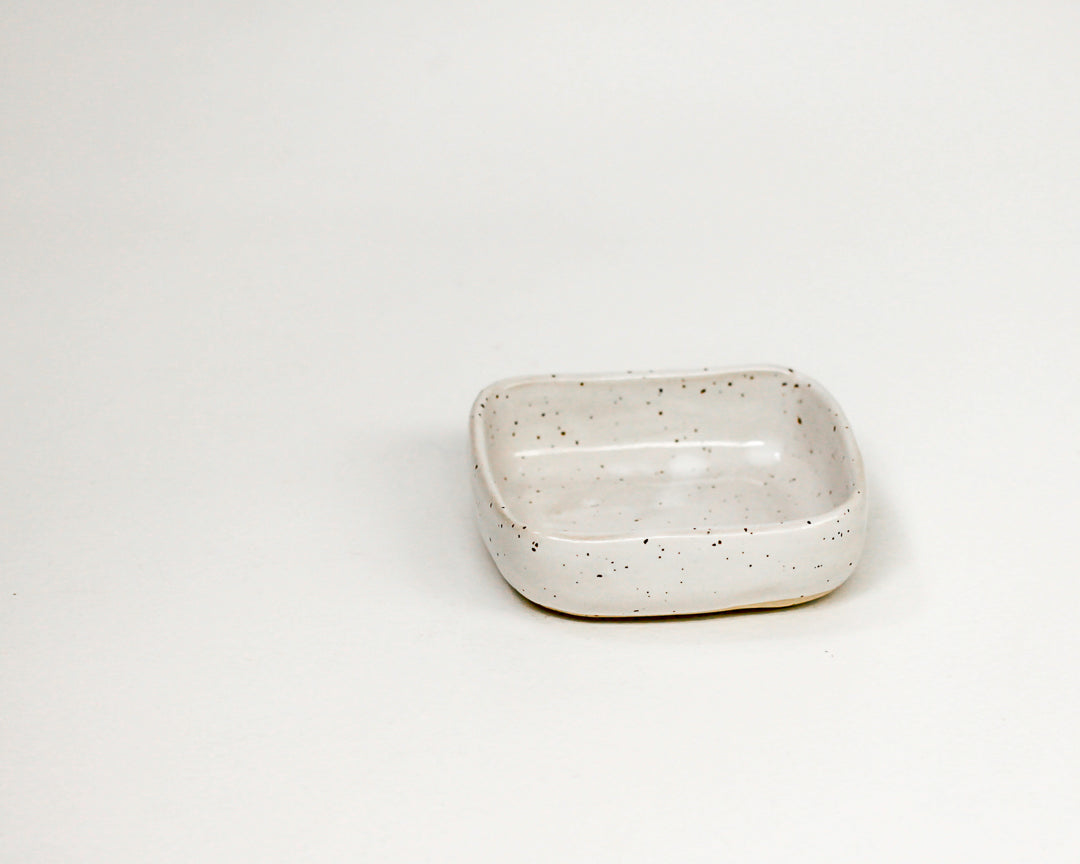 Square Dish / Speckled White