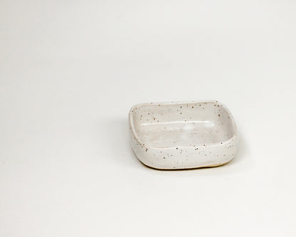 Square Dish / Speckled White