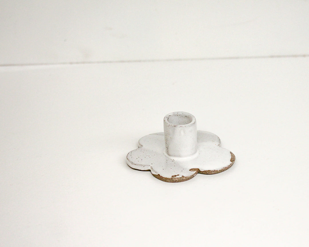 Flower Candle Holder / Speckled Grey #1