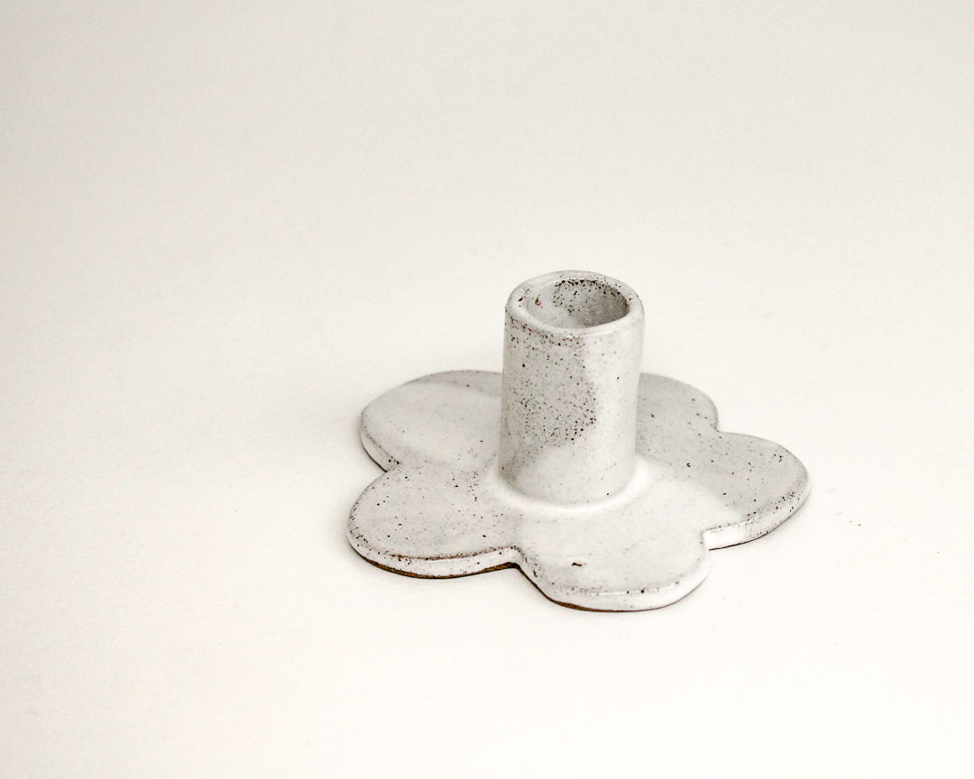 Flower Candle Holder / Speckled Grey #2
