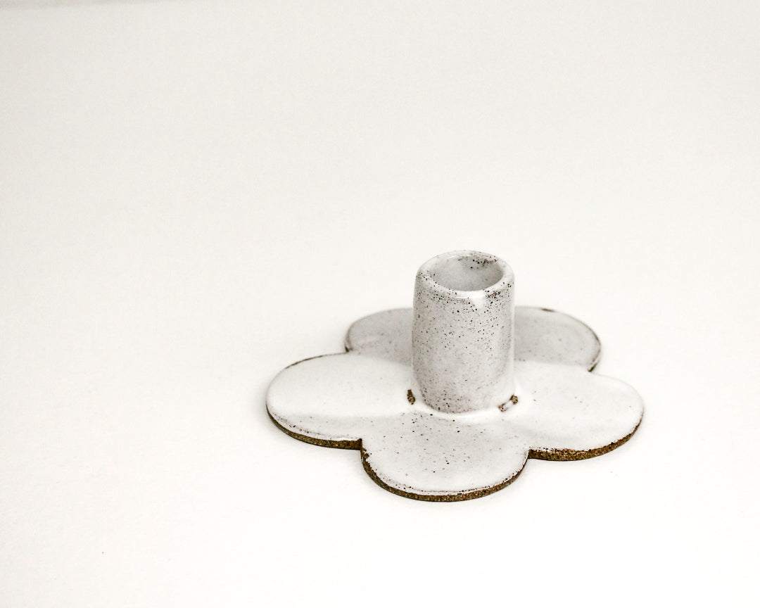 Flower Candle Holder / Speckled Grey #3