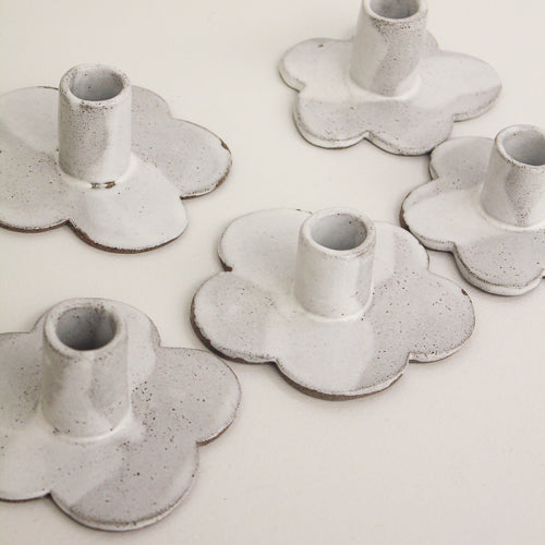 Candle Holder // Flower / Speckled Grey