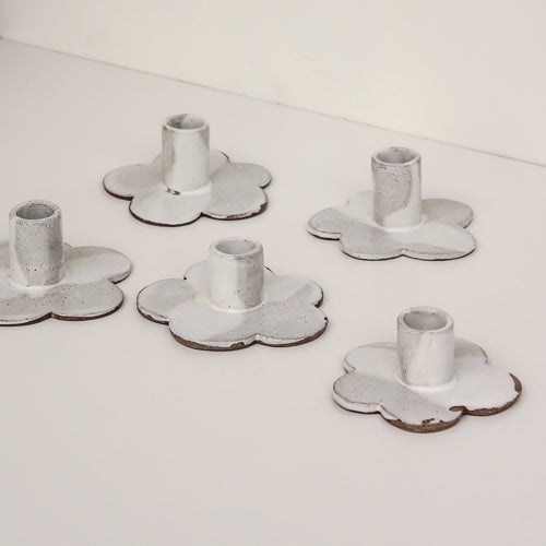 Candle Holder // Flower / Speckled Grey