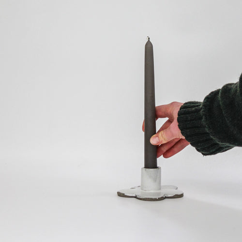 Candle Holder // Flower / Speckled Grey