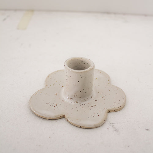 Candle Holder // Flower / Speckled White