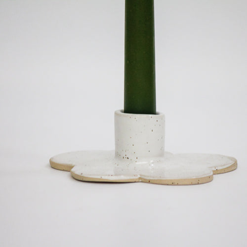 Candle Holder // Flower / Speckled White